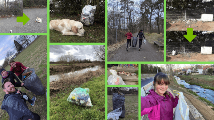 Collagef Collage mit Bildern vom Müllsammeln