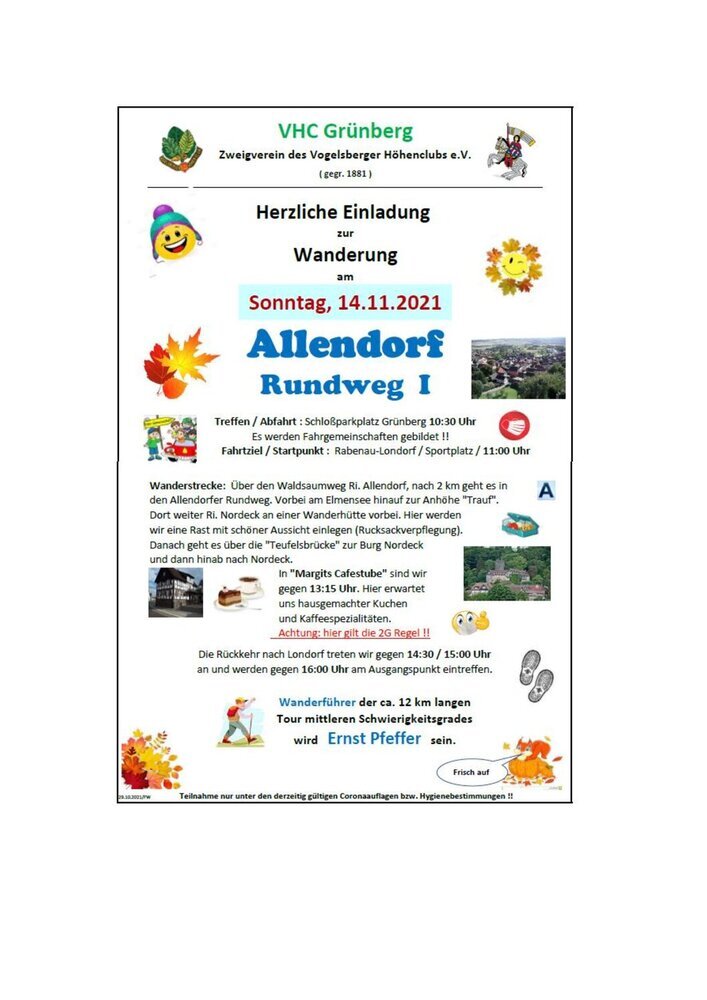 Wanderung des VHC Grünberg am 14.11.