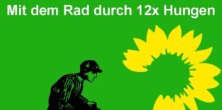Mit dem Rad durch 12x Hungen Grafik mit Sonnenblume mit Hinweis auf den Termin der Aktion.