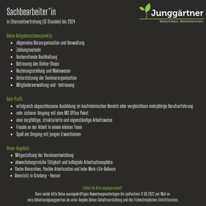 Sachbearbeiterin in Elternzeitvertretung