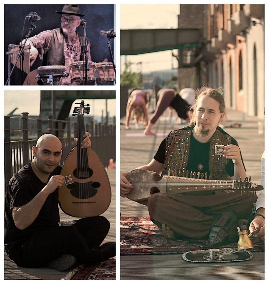 Sharqstan »Land im Osten« Stephan Pussel, Markus Wach und Mustafa Kakour (im Uhrzeigersinn)