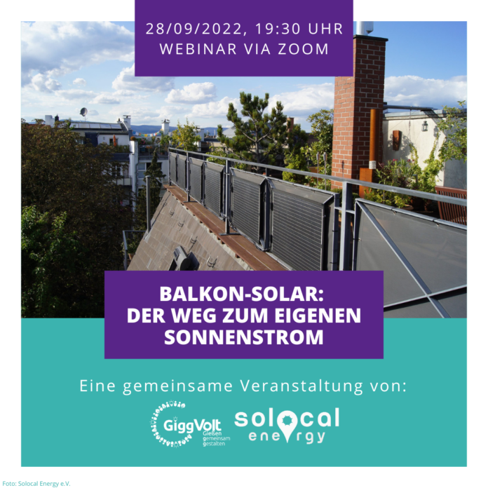 Webinar Balkon-Solar Gigg+Volt Webinar Balkon-Solar 28. September 19:30 Uhr via Zoom