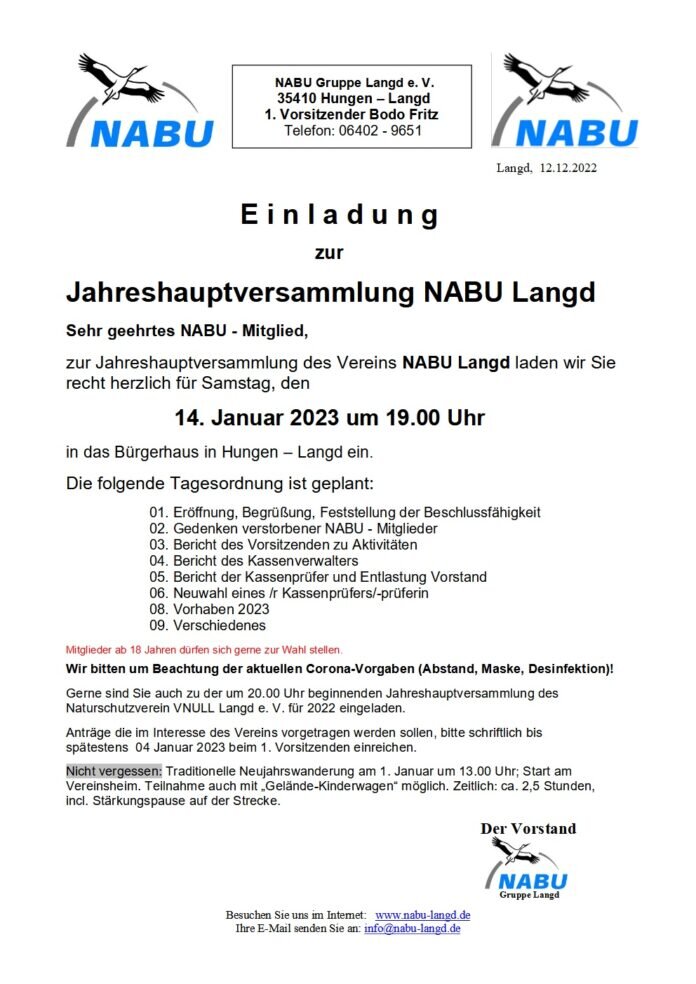 Aushang-Einladung JHV 2022