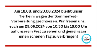 Öffnungszeiten vor dem Sommerfest
