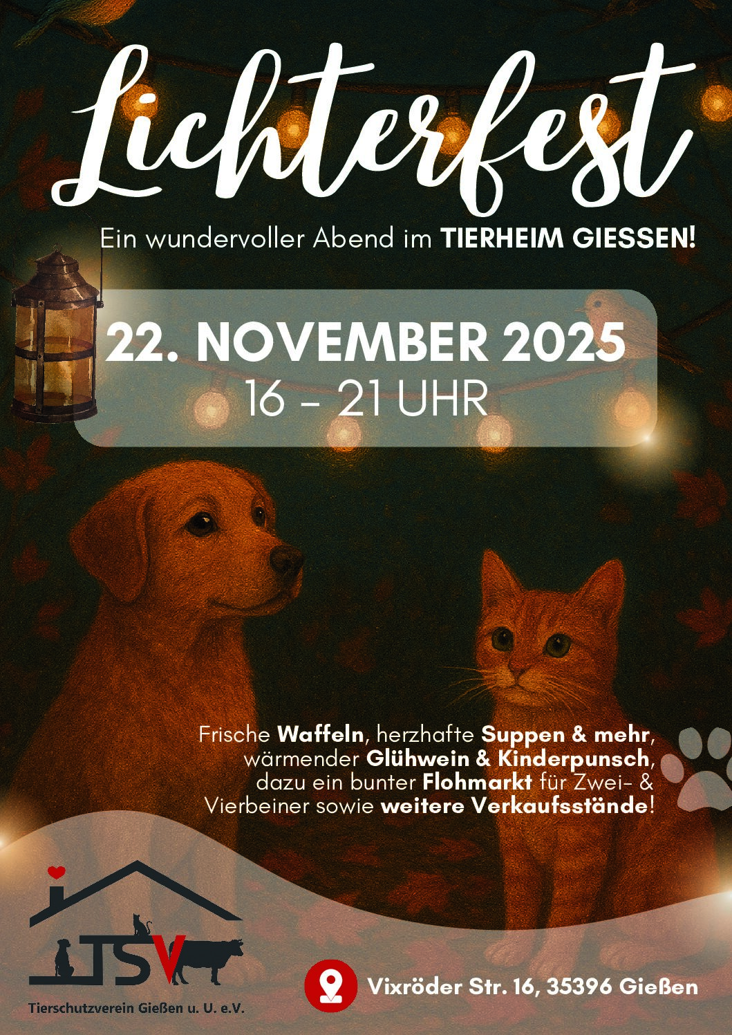 Herzliche Einladung zum Lichterfest im Tierheim Gießen