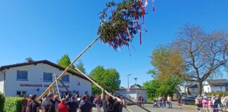Viele Besucher kamen zur Maifeier mit Maibaum stellen nach Holzheim zur Spielgemeinschaft Musikzug FFW Pohlheim/Blasorchester Langgöns