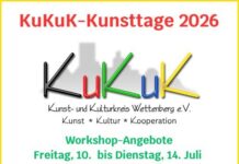 KuKuK-Kunsttage 2026 mit anschließender Werkschau Freitag, 10. Juli bis Dienstag, 14. Juli, Wettenberg-Wißmar