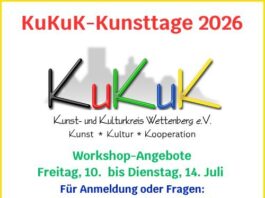 KuKuK-Kunsttage 2026 mit anschließender Werkschau Freitag, 10. Juli bis Dienstag, 14. Juli, Wettenberg-Wißmar