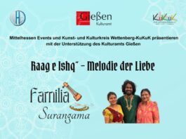 „Raag e Ishq“ – Melodie der Liebe mit Familia Dasgupta Hermann-Levi-Saal, Rathaus Gießen, Samstag, 19. September 2026 19.30 Uhr