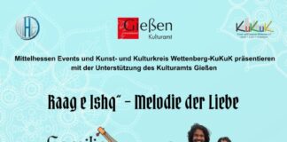 „Raag e Ishq“ – Melodie der Liebe mit Familia Dasgupta Hermann-Levi-Saal, Rathaus Gießen, Samstag, 19. September 2026 19.30 Uhr