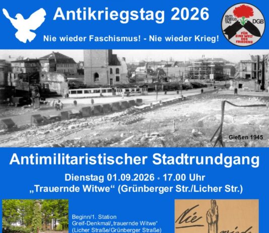 Der 1. September mahnt: “Friedensfähig statt kriegstüchtig!“