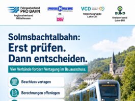Solmsbachtalbahn: Verkehrsverbände werben im Bauausschuss des Lahn-Dill-Kreises für konstruktive Detailprüfung und Vertagung