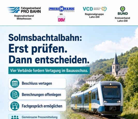 Solmsbachtalbahn: Verkehrsverbände werben im Bauausschuss des Lahn-Dill-Kreises für konstruktive Detailprüfung und Vertagung