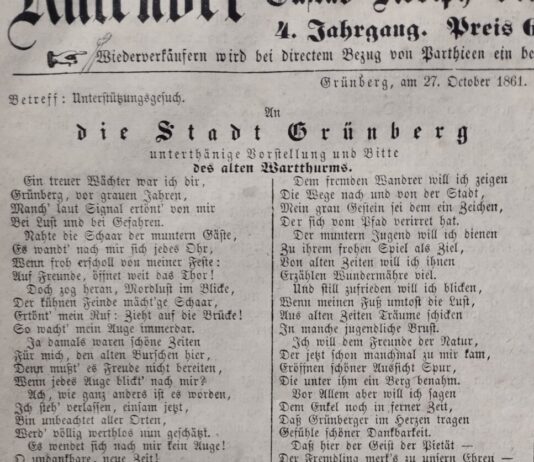 1861 entstandenes Gedicht rief zur Unterstützung auf