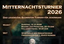 Die Tradition wird fortgesetzt – Badminton Mitternachtsturnier für Jedermann im Dezember in Hungen